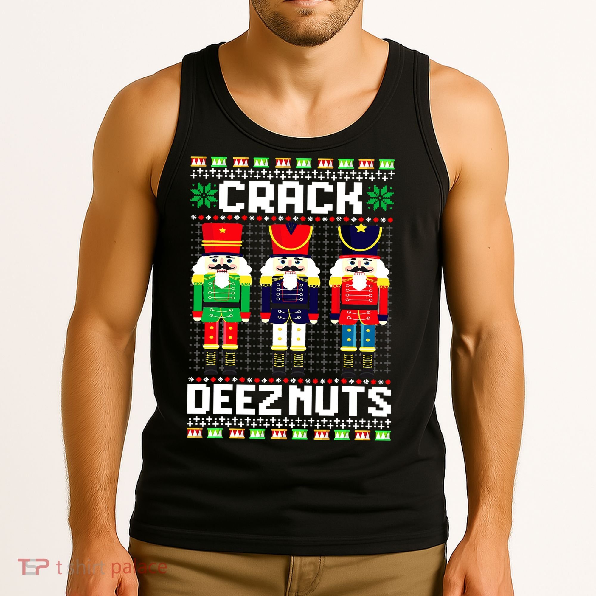 Crack Deez Nuts Nutcracker Nut Xmas Pajama Matching Tank Top