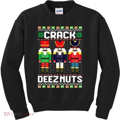 Crack Deez Nuts Nutcracker Nut Xmas Pajama Matching Kids Sweatshirt