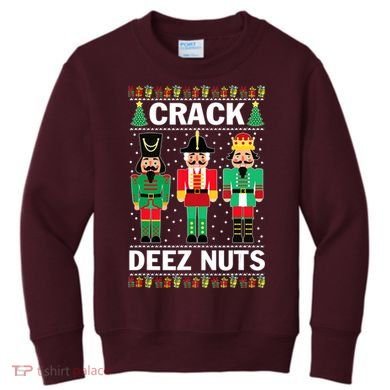 Crack Deez Nuts Christmas Kids Sweatshirt