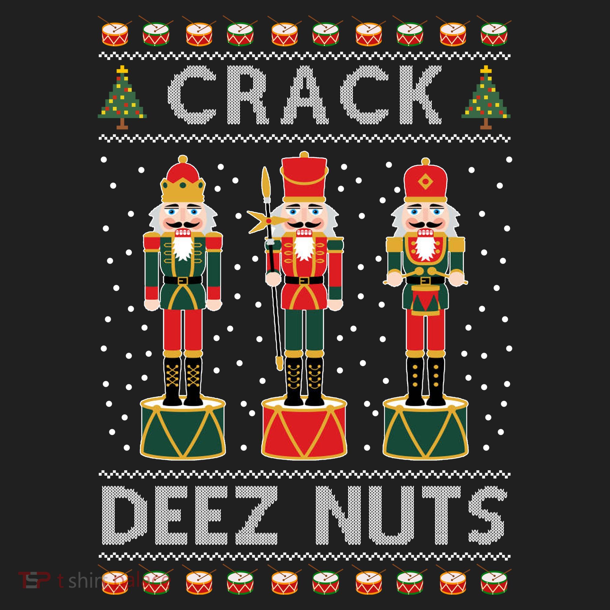 Crack Deez Nuts Funny Ugly Christmas Women's Sweatshirt