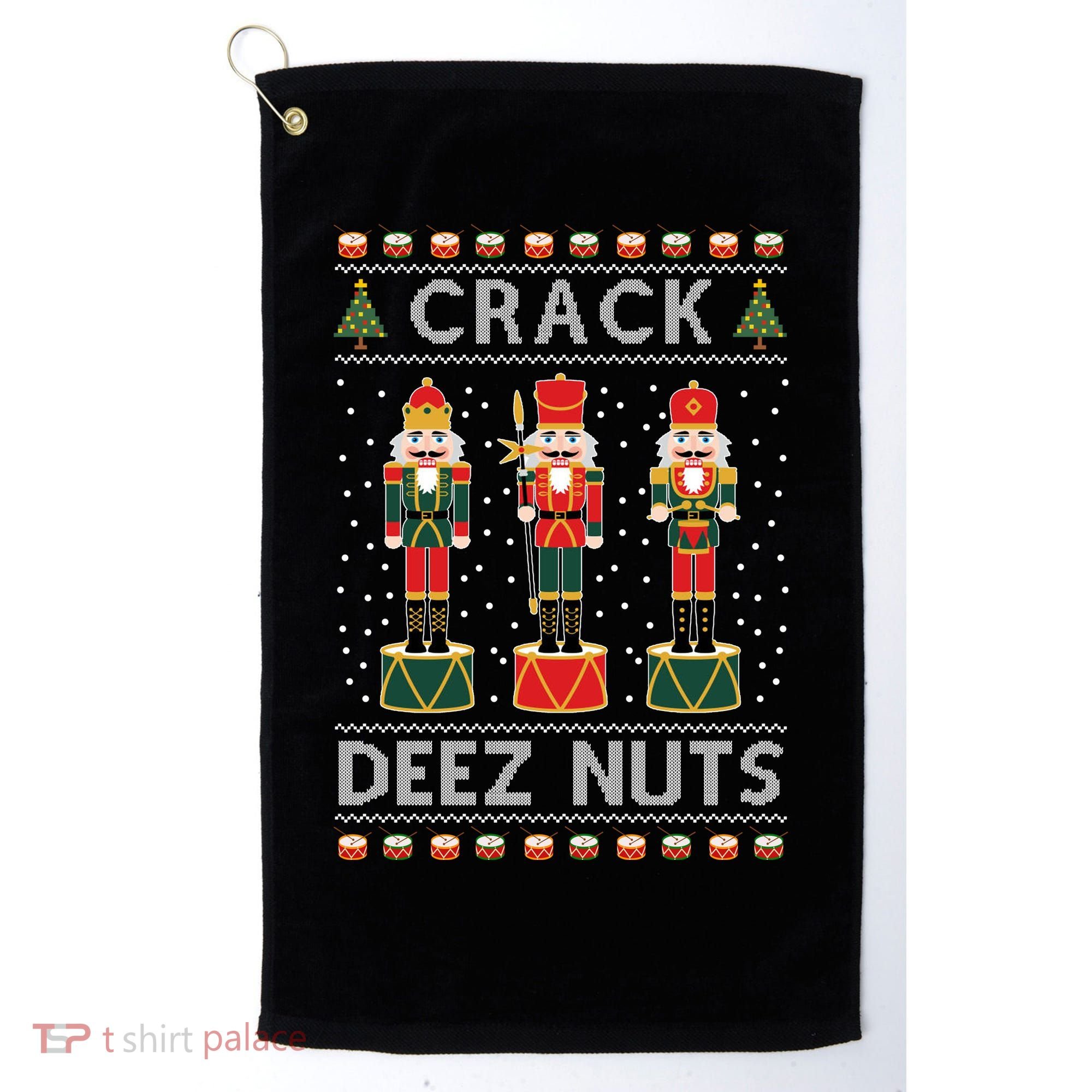 Crack Deez Nuts Funny Ugly Christmas Golf Towel
