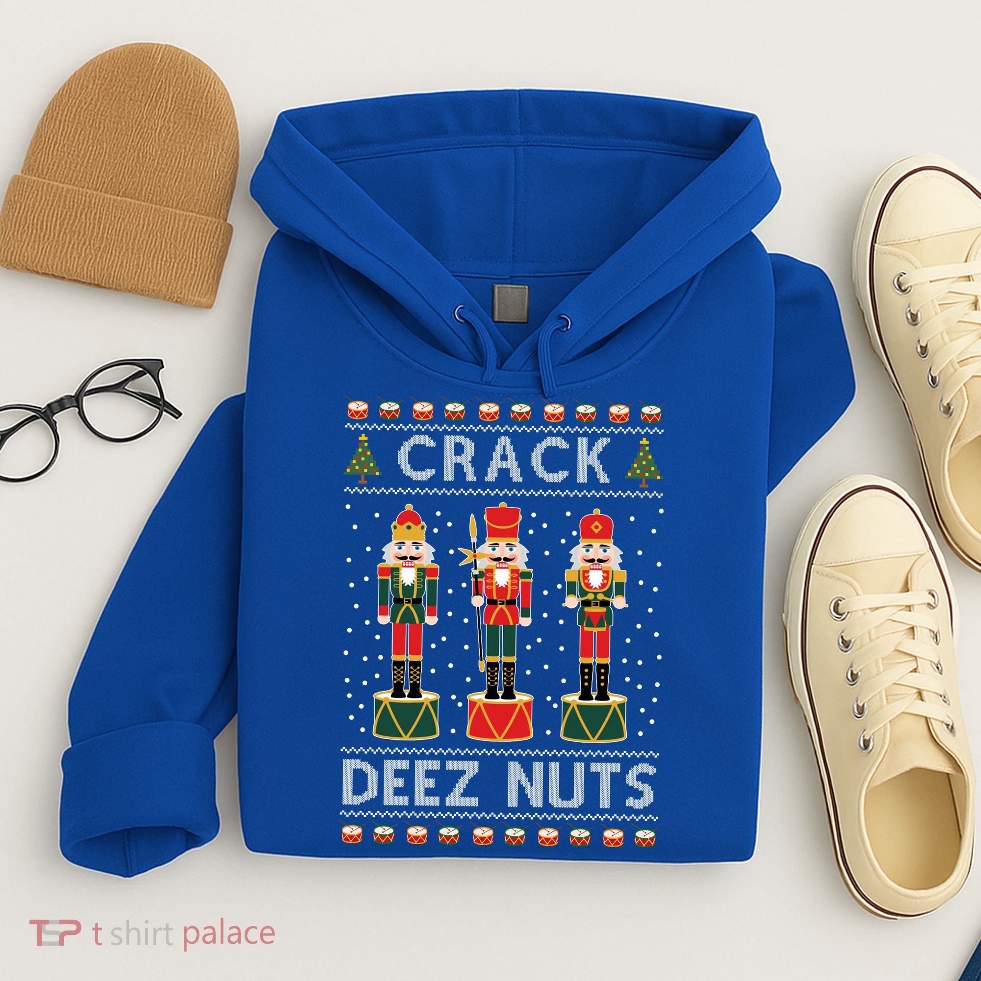 Crack Deez Nuts Funny Ugly Christmas Hoodie