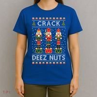 Crack Deez Nuts Funny Ugly Christmas T-Shirt thumb 4