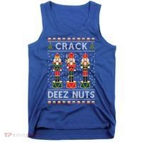 Crack Deez Nuts Funny Ugly Christmas Tank Top thumb 0