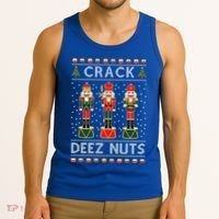 Crack Deez Nuts Funny Ugly Christmas Tank Top thumb 3