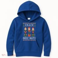 Crack Deez Nuts Funny Ugly Christmas Kids Hoodie thumb 0