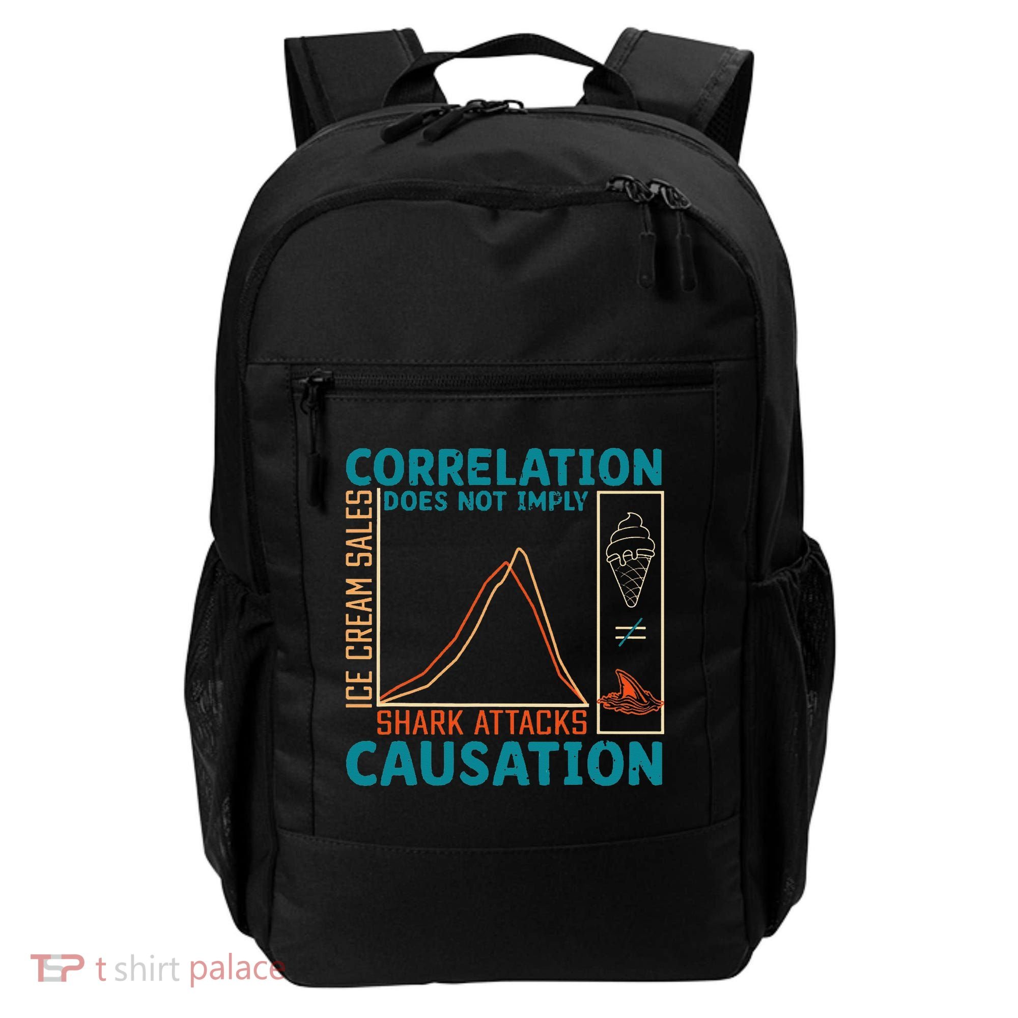Correlation Does Not Imply Causation Shark Attacks Ice Cream Gift Backpack