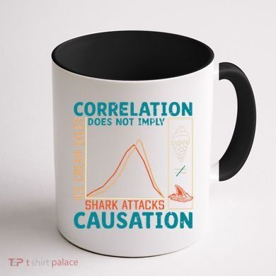 Correlation Does Not Imply Causation Shark Attacks Ice Cream Gift Coffee Mug back