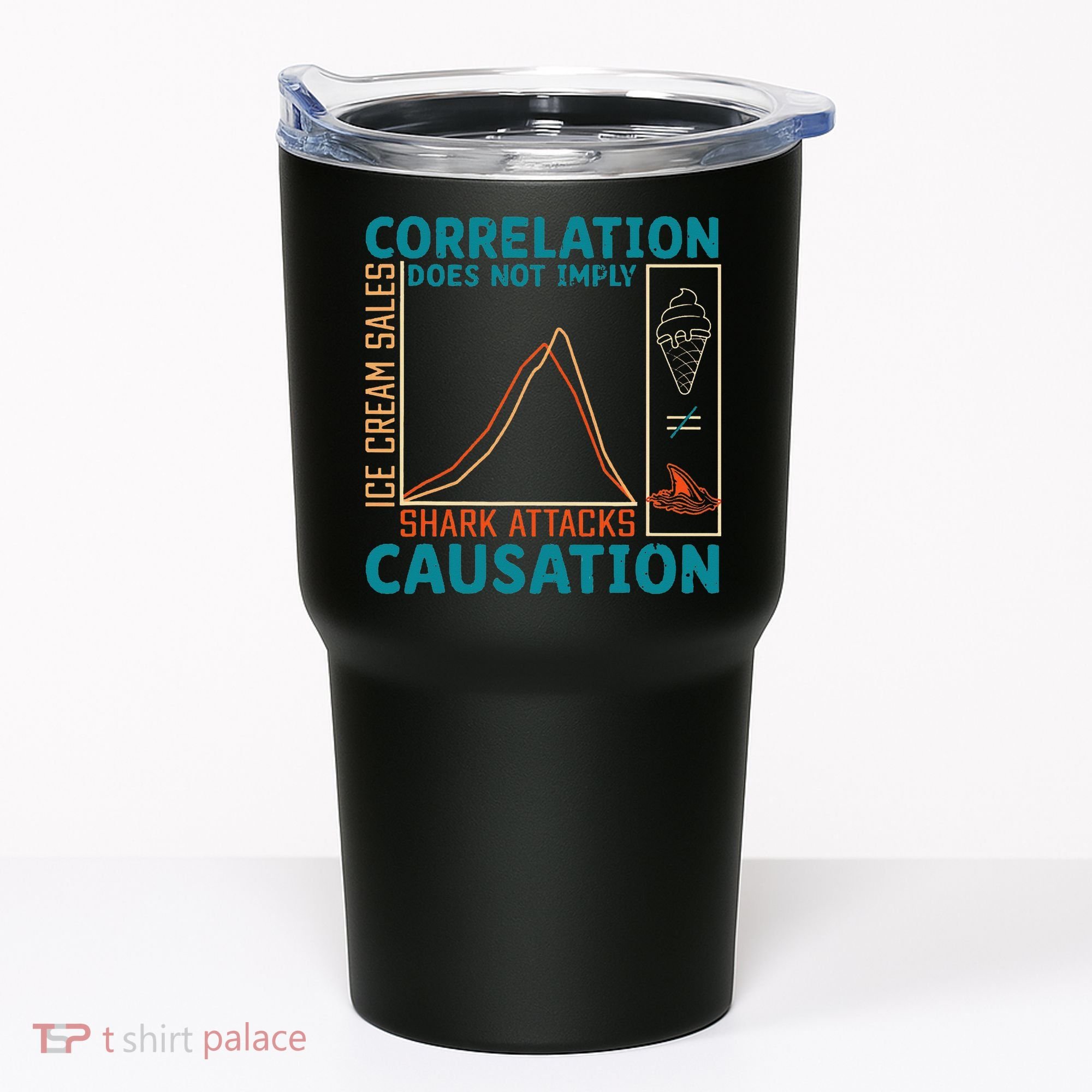 Correlation Does Not Imply Causation Shark Attacks Ice Cream Gift Tumbler