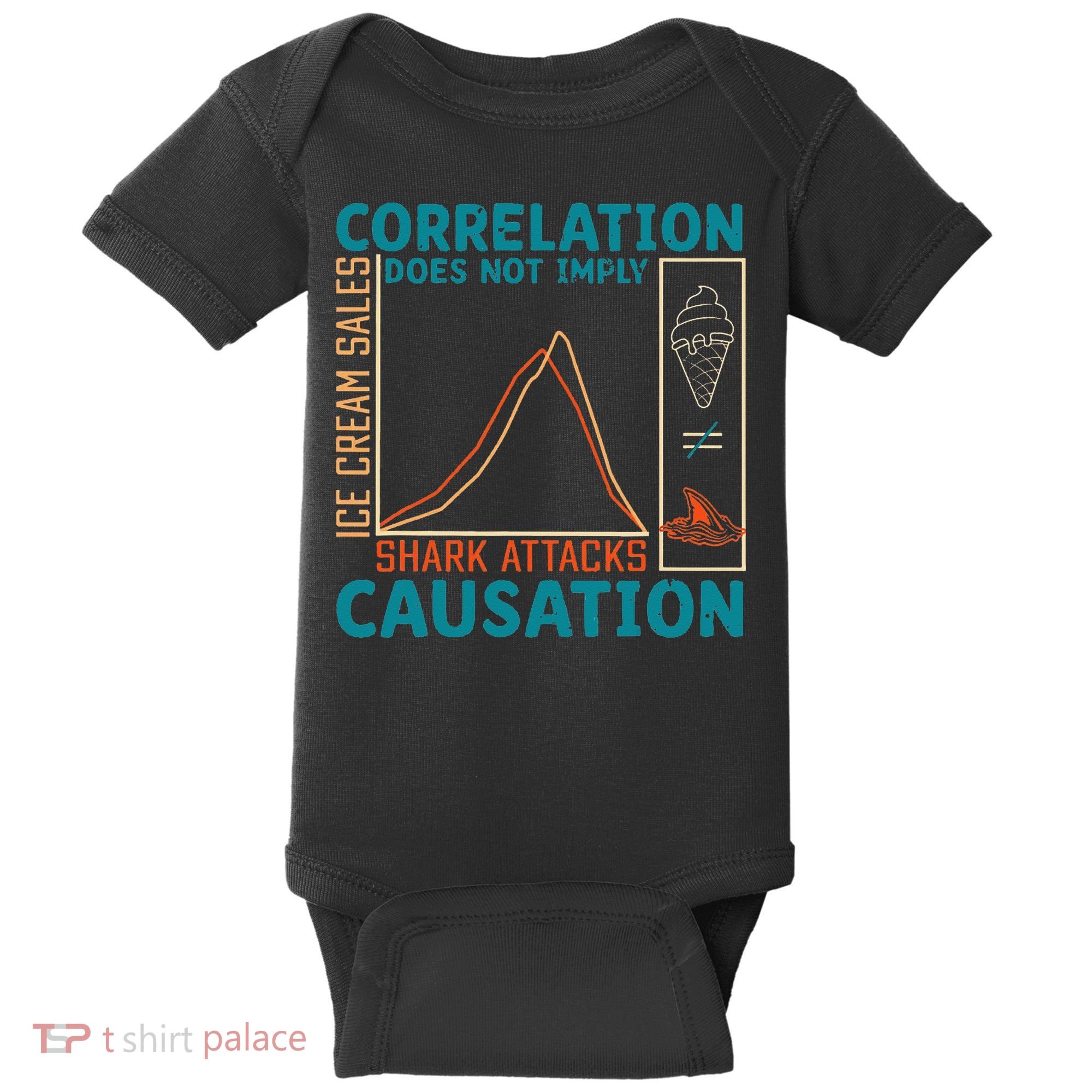 Correlation Does Not Imply Causation Shark Attacks Ice Cream Gift Baby Bodysuit