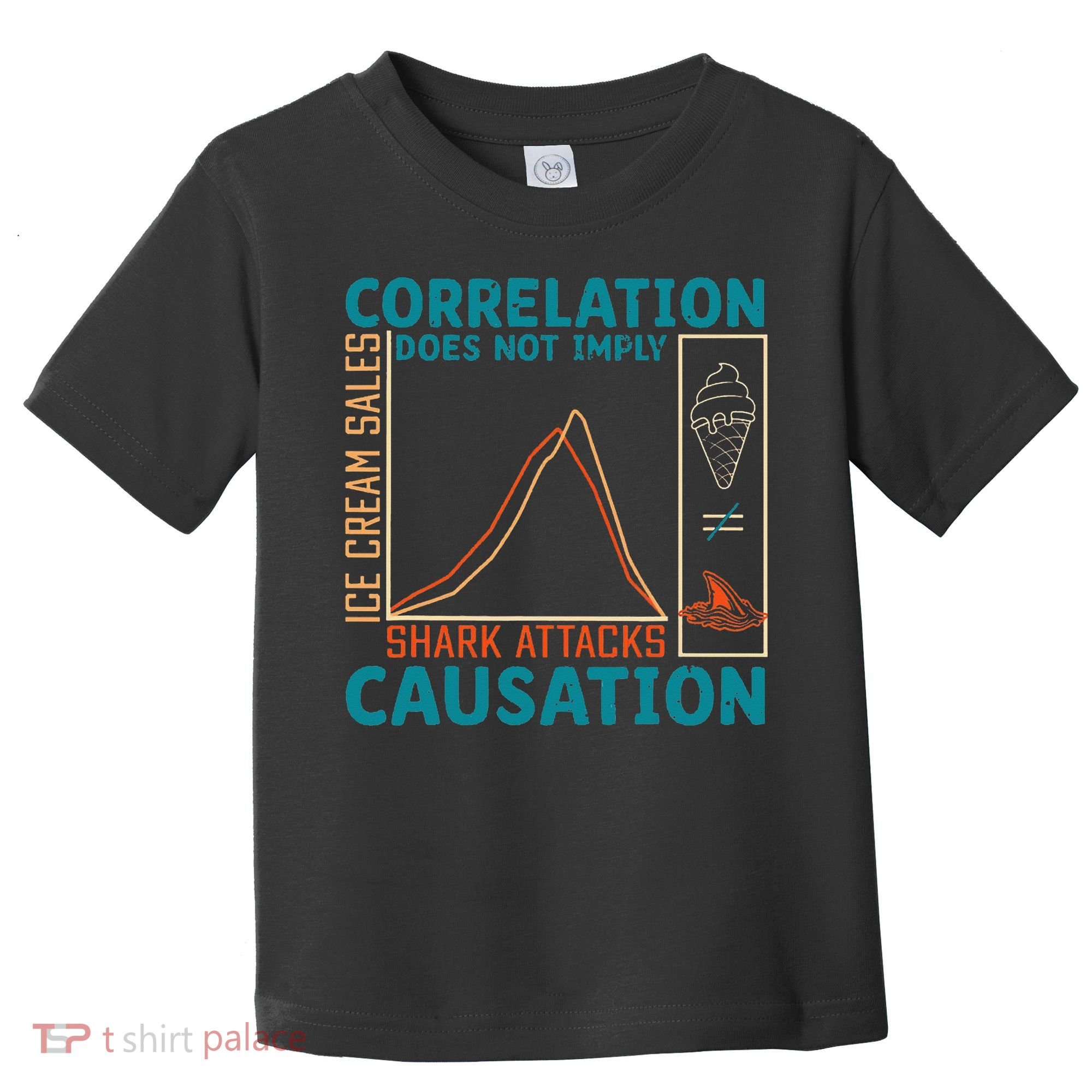 Correlation Does Not Imply Causation Shark Attacks Ice Cream Gift Toddler T-Shirt