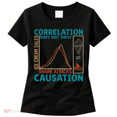 Correlation Does Not Imply Causation Shark Attacks Ice Cream Gift Women's T-Shirt