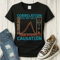 Correlation Does Not Imply Causation Shark Attacks Ice Cream Gift Women's T-Shirt thumb 3