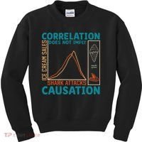 Correlation Does Not Imply Causation Shark Attacks Ice Cream Gift Kids Sweatshirt thumb 0