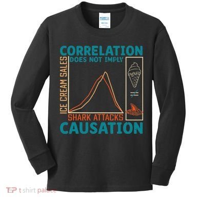 Correlation Does Not Imply Causation Shark Attacks Ice Cream Gift Kids Long Sleeve Shirt