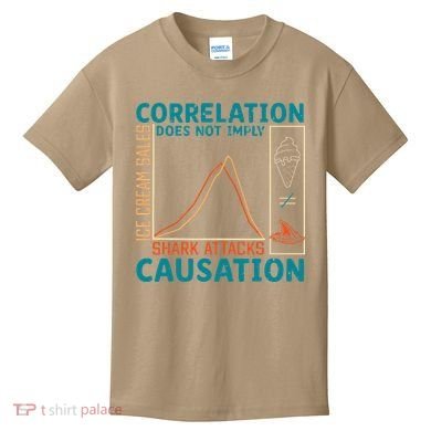 Correlation Does Not Imply Causation Shark Attacks Ice Cream Gift Kids T-Shirt