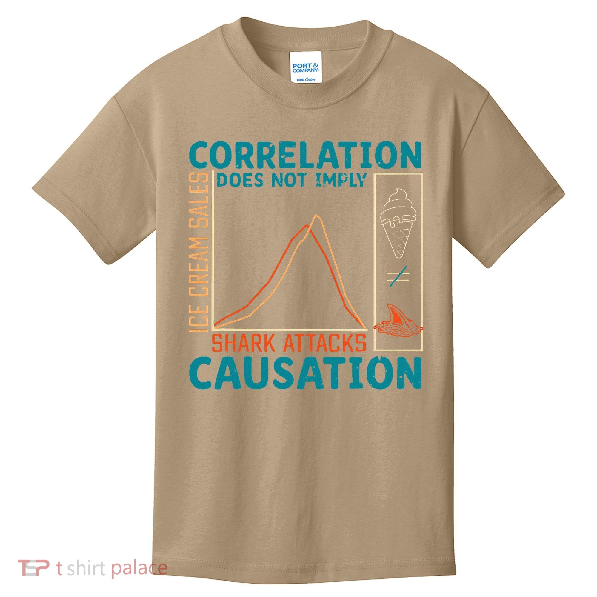 Correlation Does Not Imply Causation Shark Attacks Ice Cream Gift Kids T-Shirt