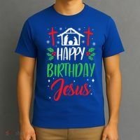 Christmas Day Outfit Happy Birthday Jesus Holiday T-Shirt thumb 3