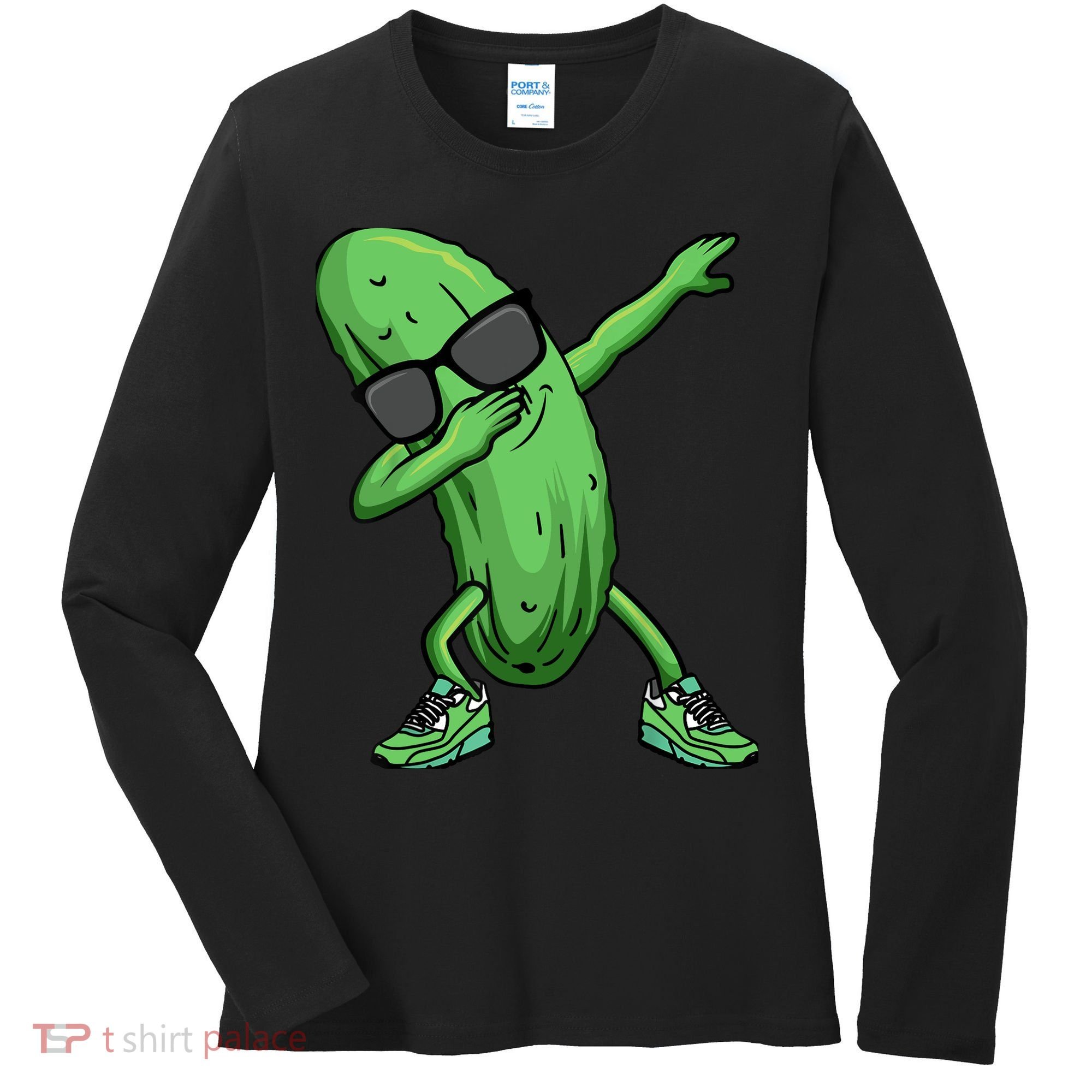 Cucumber Dabbing Pickle Dancing Lover Women's Long Sleeve Shirt
