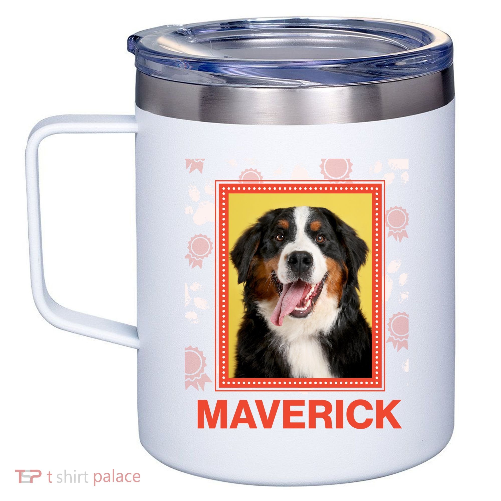 Custom Dog Pet Personalize Picture Photo Name 12oz Stainless Steel Coffee Mug