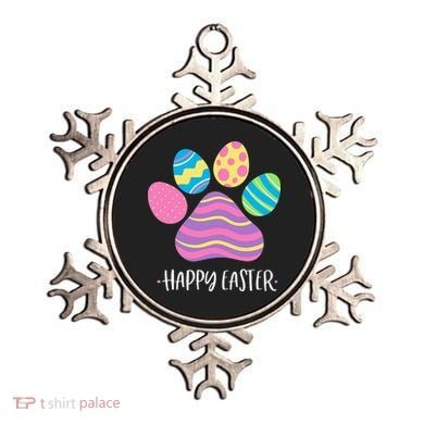 Cute Dog Paw Easter Design With Colorful Eggs For Dog Lover Ornament