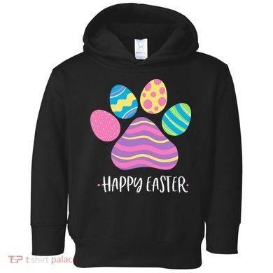 Cute Dog Paw Easter Design With Colorful Eggs For Dog Lover Toddler Hoodie