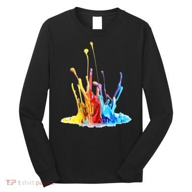 Cool Design Paint Splatter Graphic Long Sleeve Shirt