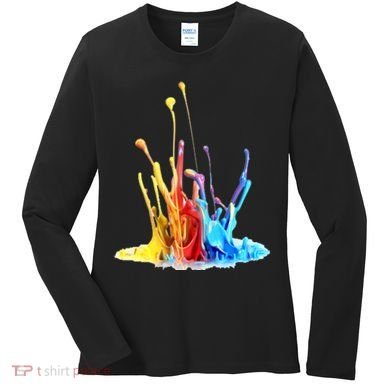Cool Design Paint Splatter Graphic Women's Long Sleeve Shirt
