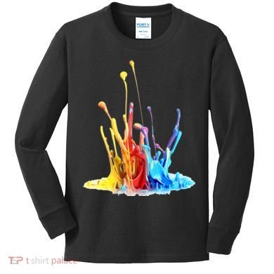 Cool Design Paint Splatter Graphic Kids Long Sleeve Shirt