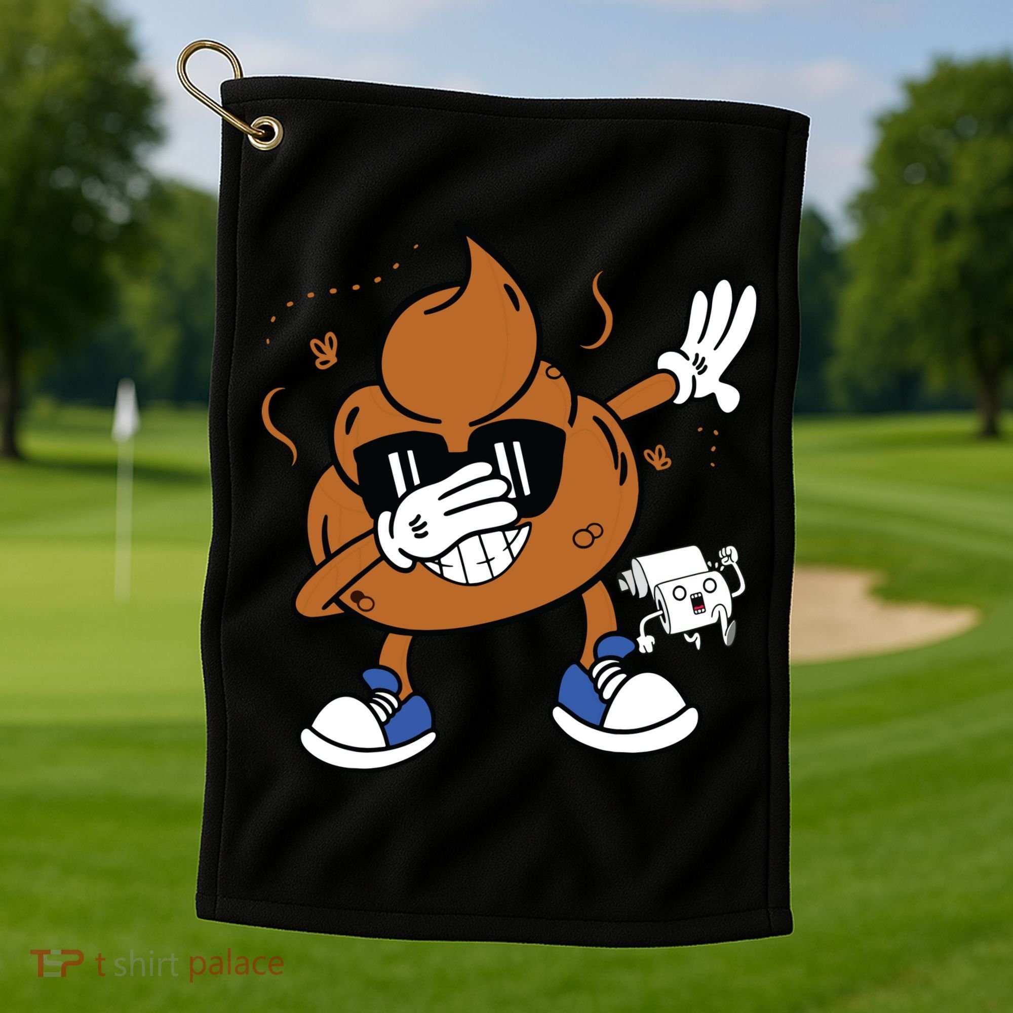 Cute Dabbing Poop Funny Emoticon I Pooped Today Gift Golf Towel