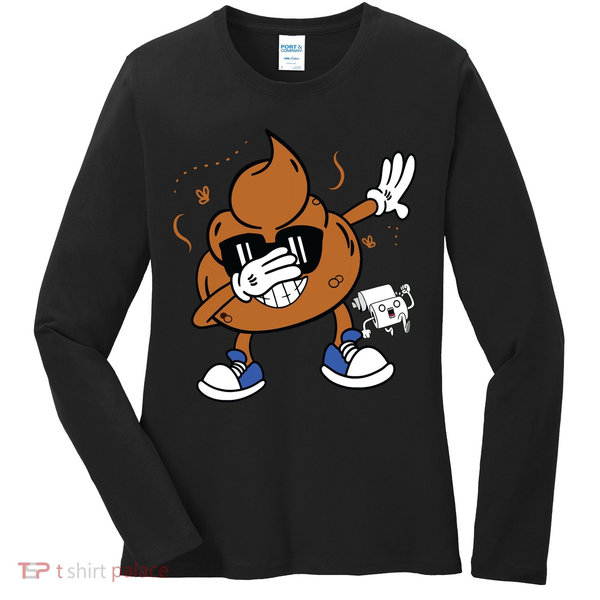 Cute Dabbing Poop Funny Emoticon I Pooped Today Gift Women's Long Sleeve Shirt