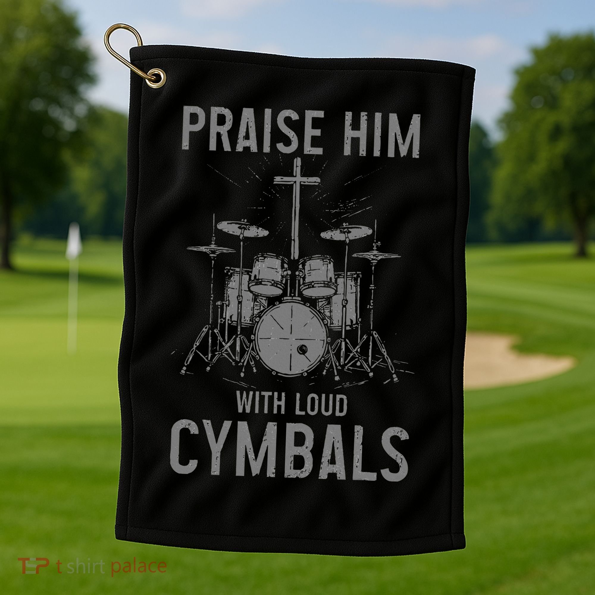 Christian Drummer Praise Him With Loud Cymbals Golf Towel