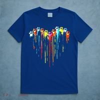 Colorful Dog Paw Heart Print T-Shirt thumb 5