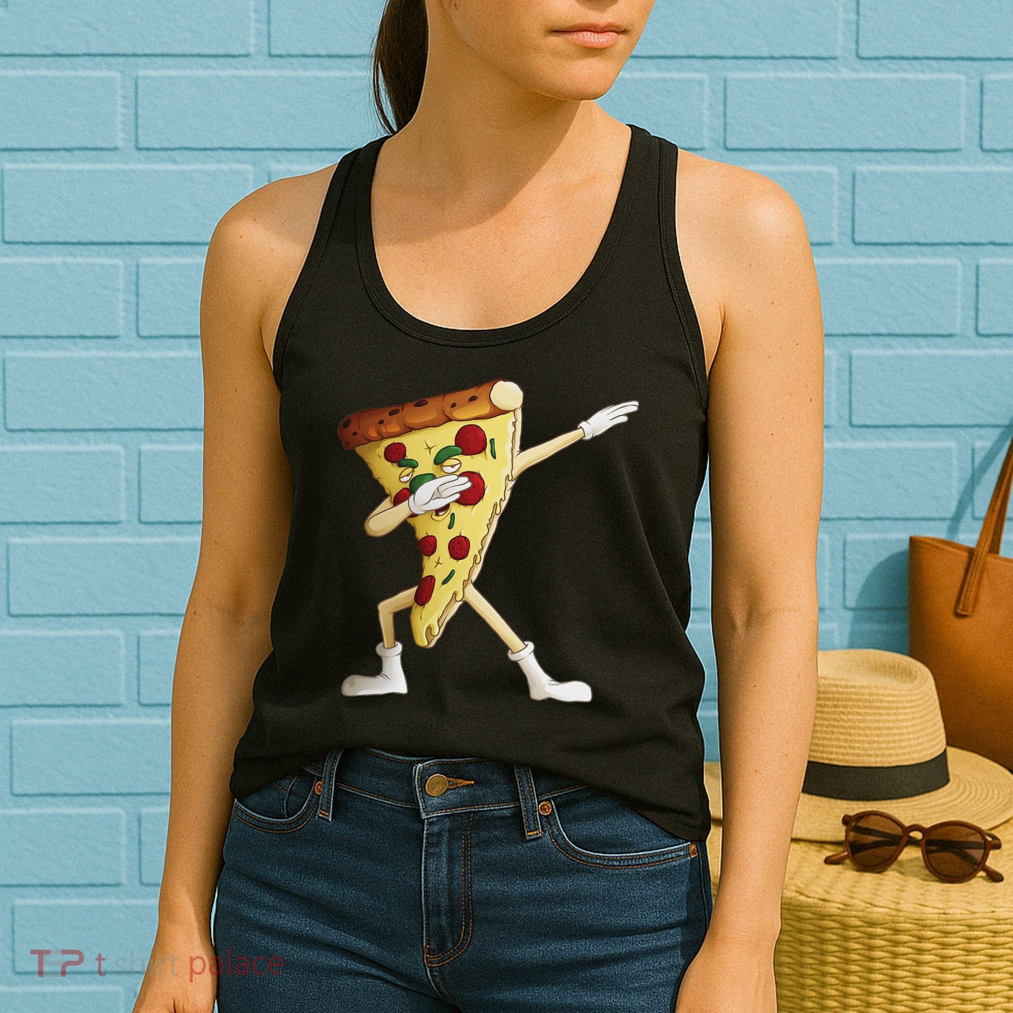 Cool Dabbing Pizza Funny Italian Pie Hip Hop Dancer Gift Women's Tank Top