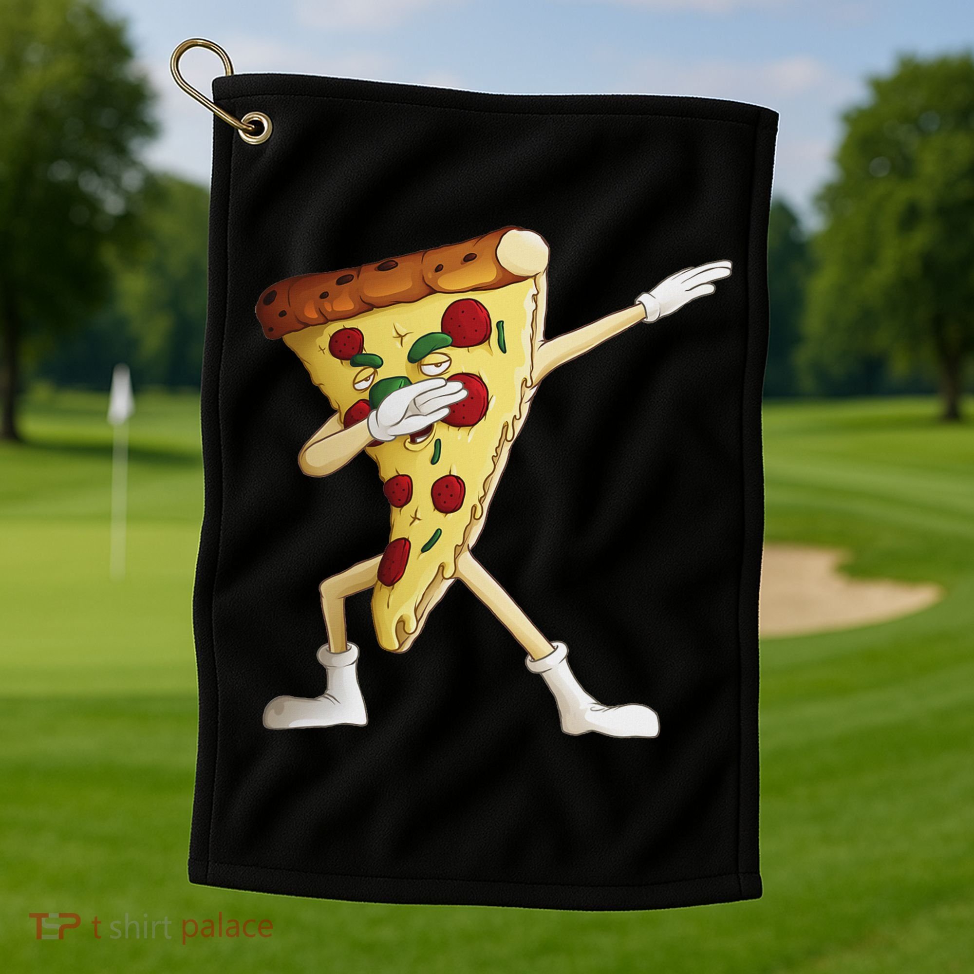 Cool Dabbing Pizza Funny Italian Pie Hip Hop Dancer Gift Golf Towel