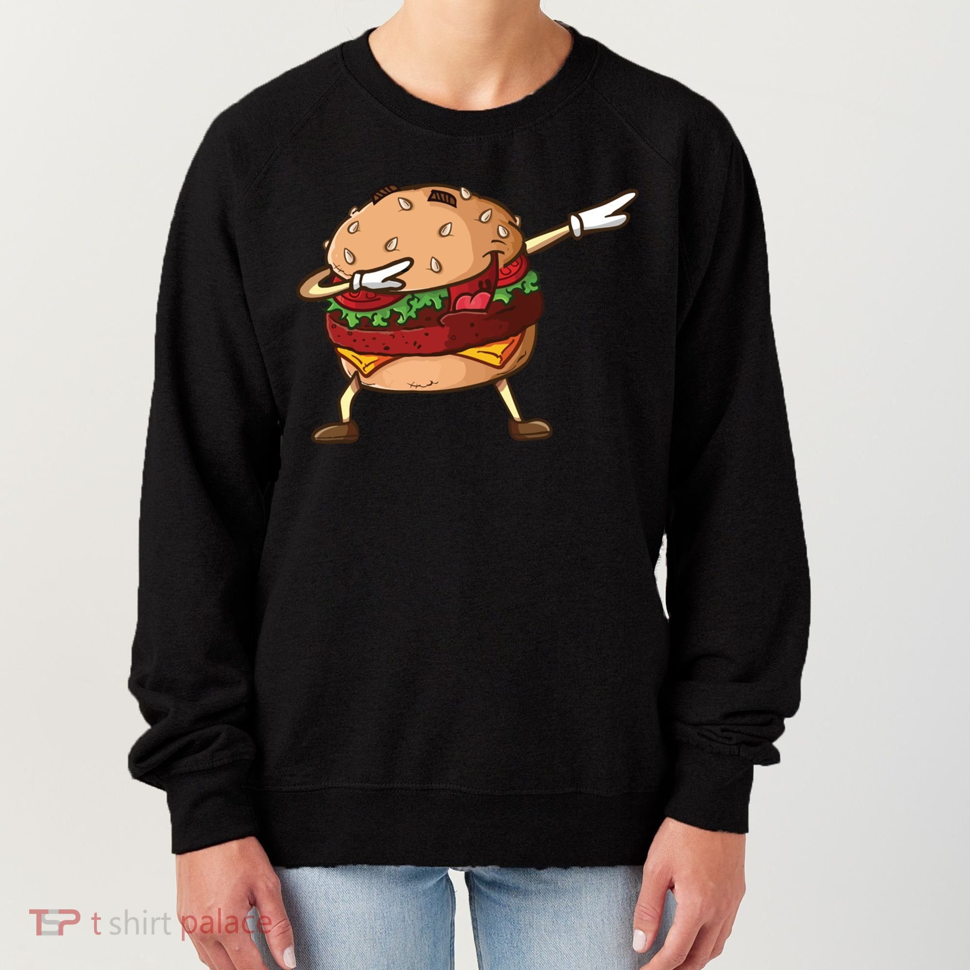 Cheeseburger Dab Pose Dabbing Dance National Burger Day Pun Funny Gift Women's Sweatshirt