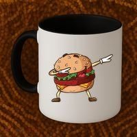 Cheeseburger Dab Pose Dabbing Dance National Burger Day Pun Funny Gift Coffee Mug thumb 2