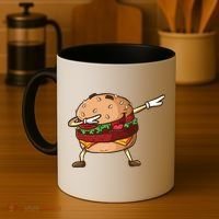 Cheeseburger Dab Pose Dabbing Dance National Burger Day Pun Funny Gift Coffee Mug thumb 4