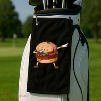 Cheeseburger Dab Pose Dabbing Dance National Burger Day Pun Funny Gift Golf Towel thumb 2