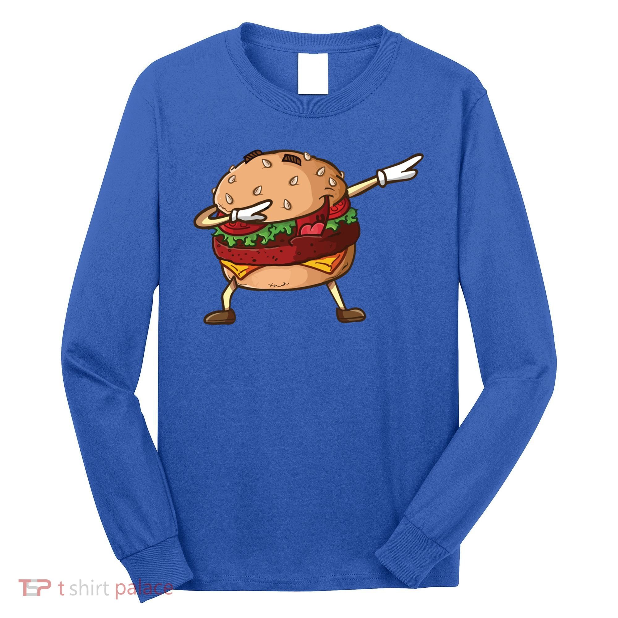 Cheeseburger Dab Pose Dabbing Dance National Burger Day Pun Funny Gift Long Sleeve Shirt