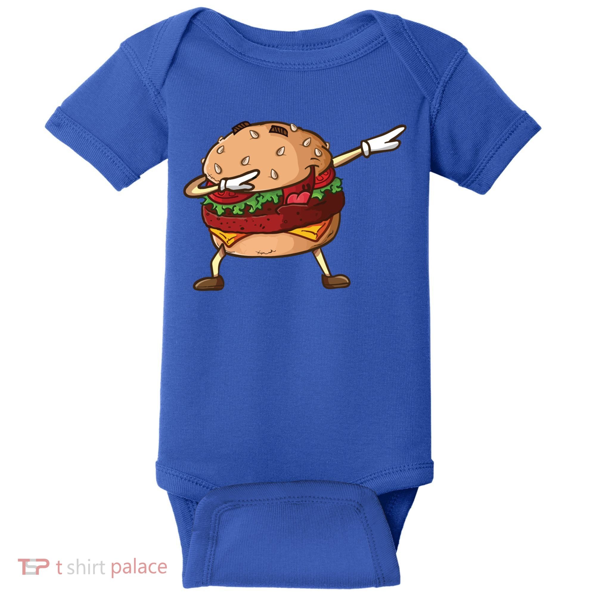 Cheeseburger Dab Pose Dabbing Dance National Burger Day Pun Funny Gift Baby Bodysuit
