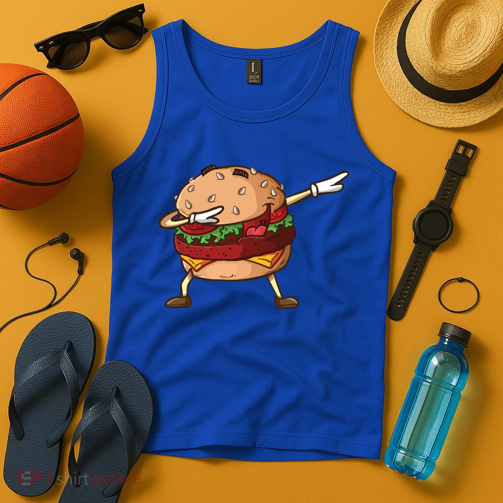 Cheeseburger Dab Pose Dabbing Dance National Burger Day Pun Funny Gift Tank Top