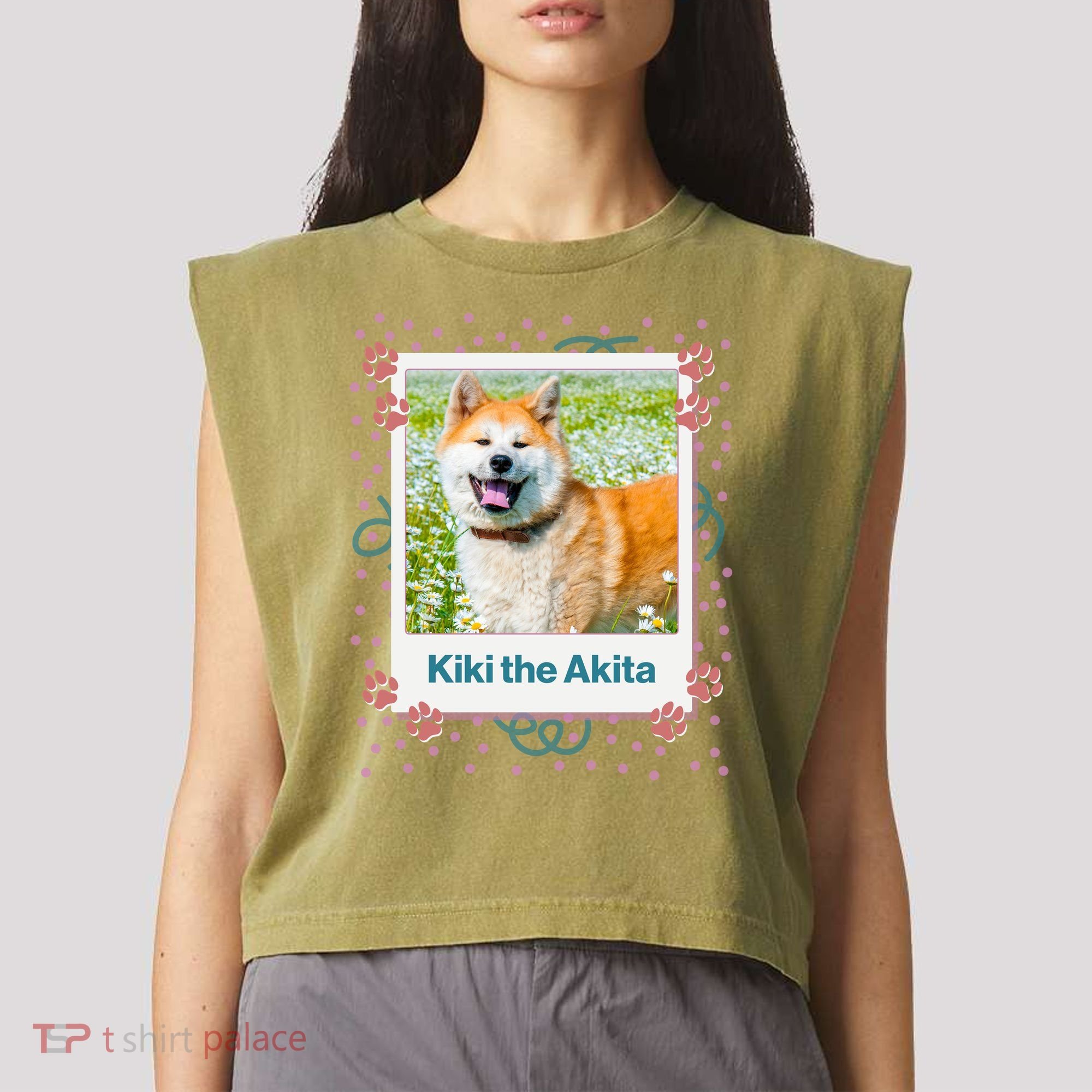 Custom Dog Pet Personalized Picture Garment-Dyed Women's Muscle Tee