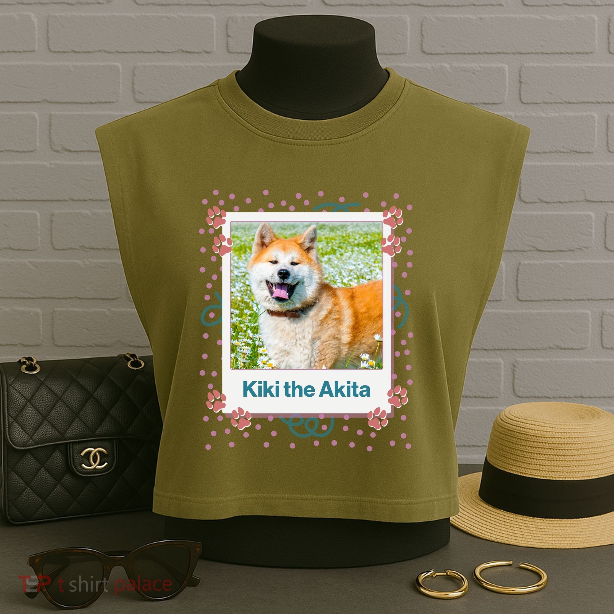 Custom Dog Pet Personalized Picture Garment-Dyed Women's Muscle Tee