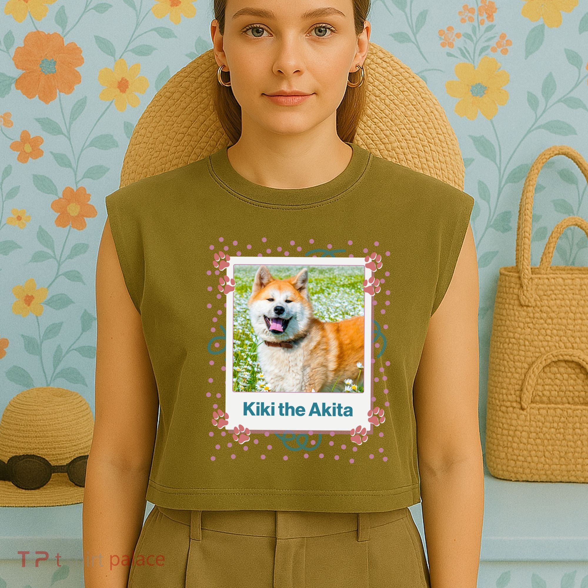 Custom Dog Pet Personalized Picture Garment-Dyed Women's Muscle Tee
