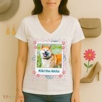 Custom Dog Pet Personalized Picture Women's V-Neck T-Shirt thumb 3