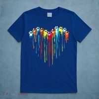 Colorful Dog Paw Heart Print Gift T-Shirt thumb 5