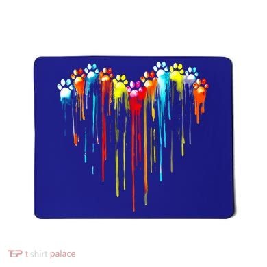 Colorful Dog Paw Heart Print Gift Mousepad