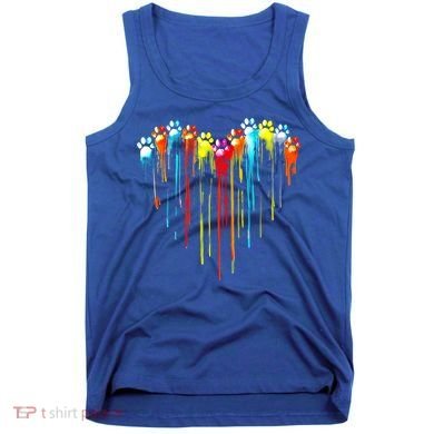 Colorful Dog Paw Heart Print Gift Tank Top
