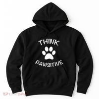 Cute Dog Pawprint Think Pawsitive Hoodie thumb 0